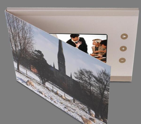Leather Hard Cover LCD Video Brochure With Video Screen / SD Card