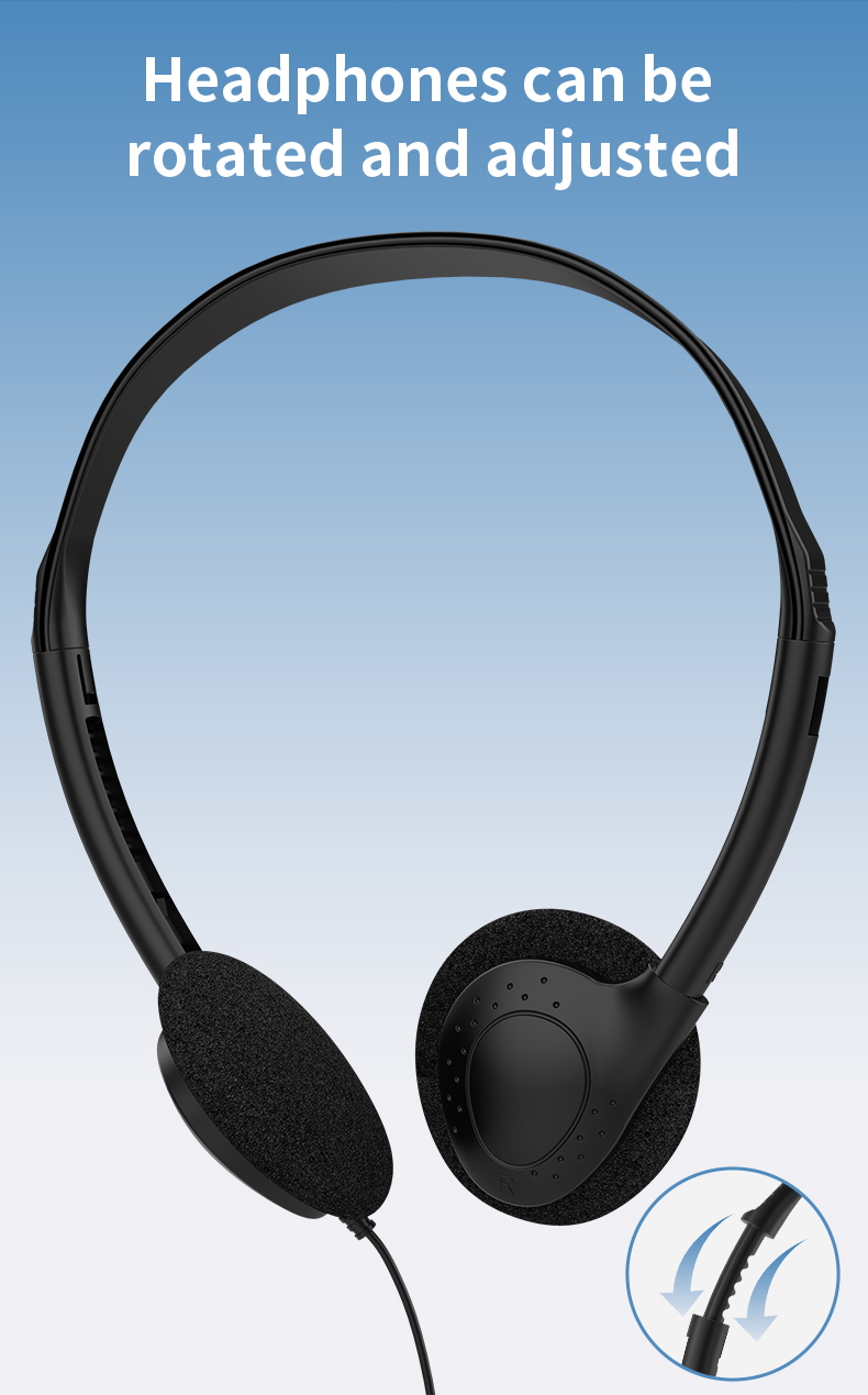 857 Lightweight wired in headphones, 3.5mm jack/C-type plug can be customized for stereo headphones, OEM/ODM customized multi-color headphones, suitable for laptops in aviation museums, school offices