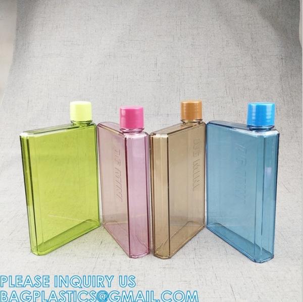 Square Purse Flat Slim Water Bottle, Memobottle, Cups for Outdoor Sports Camping Hiking Cycling Travel