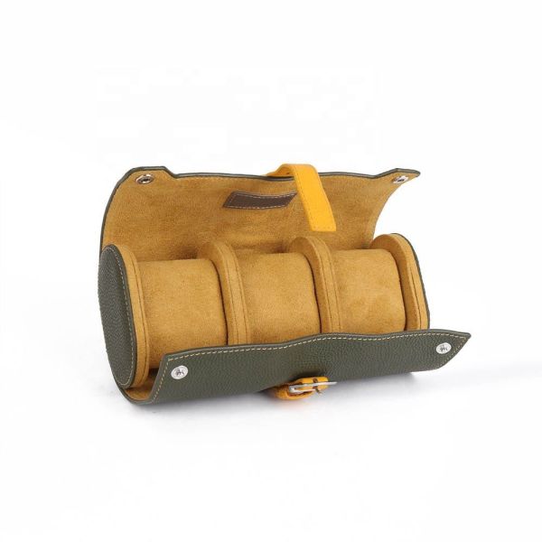 Customized Nappa Leather Watch Case Wrist Jewelry Storage Roll Box Organizer 3 Case