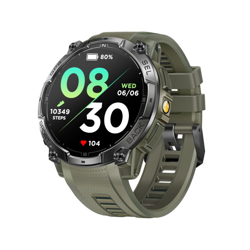 New K76A Android Smart Watch GPS AMOLED Display Chip ATS3085L 3ATM BT Call Answer Calls Message Push Compass LED Flashlight 5-10