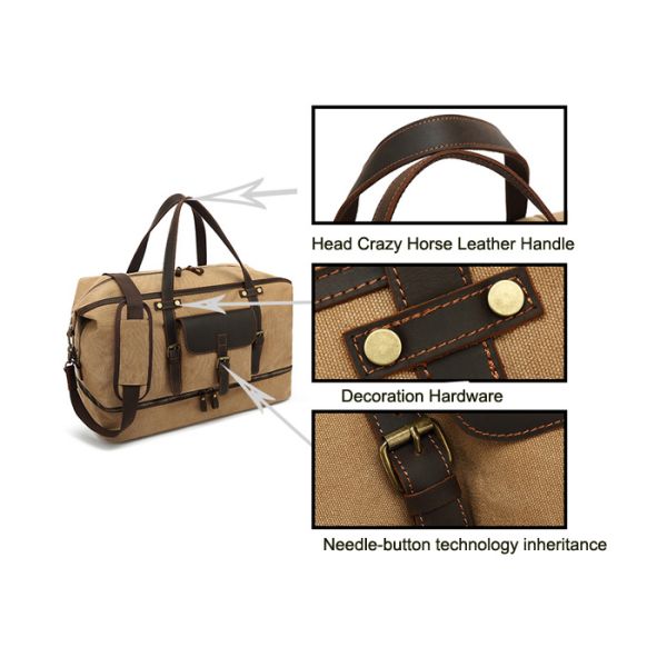 Businessman Genuine Leather Carry On Duffel Bags Shockproof Customized Logo