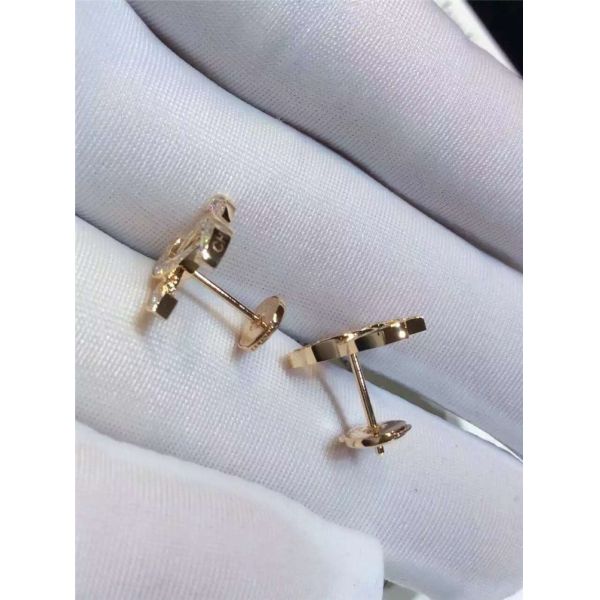  Logo Earrings in 18K Yellow Gold with Dropping Pearl Fashion Lady Jewelry Global Shipping
