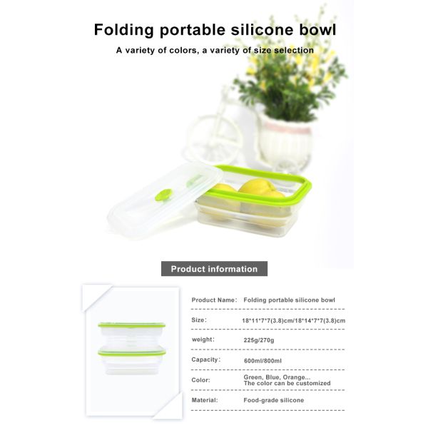 Коробка для завтрака силикона доказательства 800ml утечки логотипа OEM складная