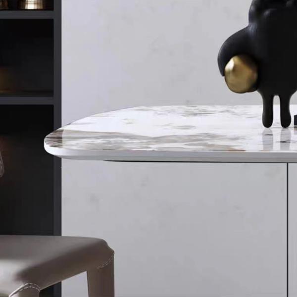 Muebles de interior de acero inoxidable restaurante villa sala de estar mesa de comedor de mármol rectangular