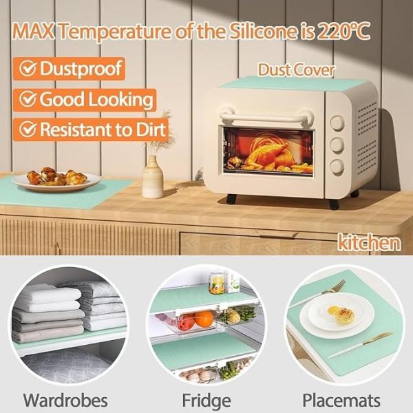 Reusable Silicone Refrigerator Liners Washable, Non-Slip Fridge Shelf Mats For Kitchen Organization, Waterproof & Oilproof Shelf Protectors For Cabinets, Drawers And Glass Shelves