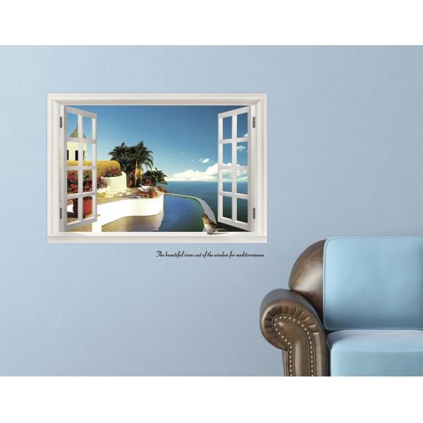 Window View Removable Wall Stickers Custom For Drawing Room