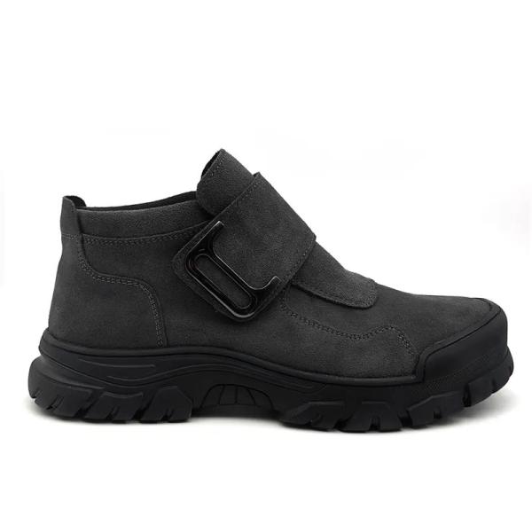 Suede Leather Non Lace Up Shoes Industrial Steel Toe Welding Shoes Anti Impact