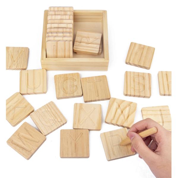 Wooden Montessori Word Spelling Groove Practice Board Pen Control Training