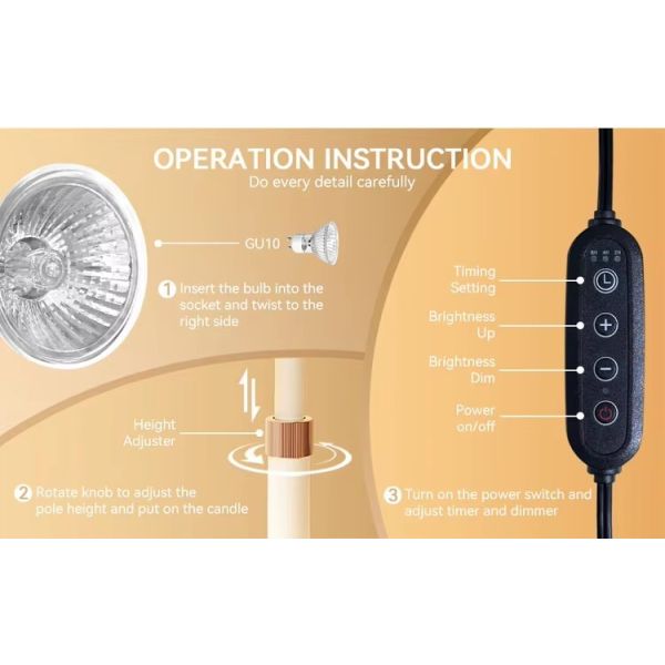 Retro Candle LED Sensor Lights Table Lamp Electric Incense Burner Cream Color