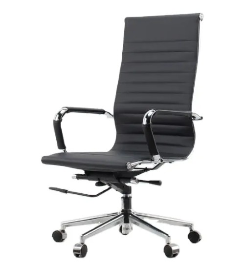 Chaise de bureau en cuir Pu, chaise de bureau à dos élevé, chaise en cuir réglable.