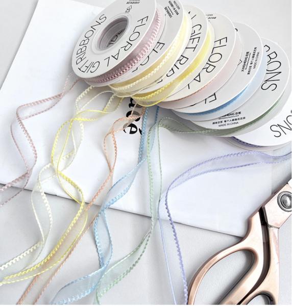 Korean Wave Edge Snow Silk Ribbon Floral Packaging DIY Material Bouquet Binding Flowers Advanced Decorative Strip