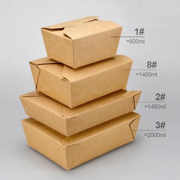Microwavable Brown Kraft Paper Take Away Box 800 1400 1480 2000ml