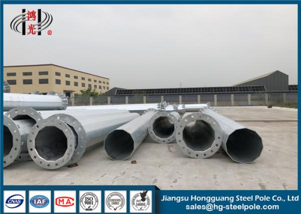 Anti - Rust Steel Tubular Pole With Climbing Ladder , Steel Transmission Pole