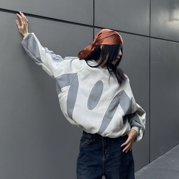 Low MOQ Customized Color Block Splicing 3D Embroidery Oversized Pullover Winter Hoodie Pocket Hip Hop Polyester/Cotton Blend