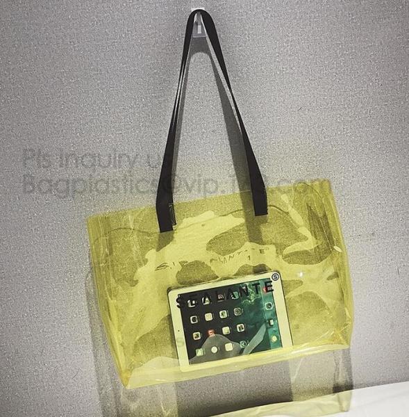 Personalized PVC Women Clear Shoulder Bag, PVC tote bags double shoulder hand bags, Transparent Satchel Shoulder Bag