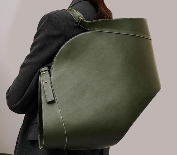 39cm 15cm 20cm Student PU Shoulder Bag Fan Shaped Irremovable Strap