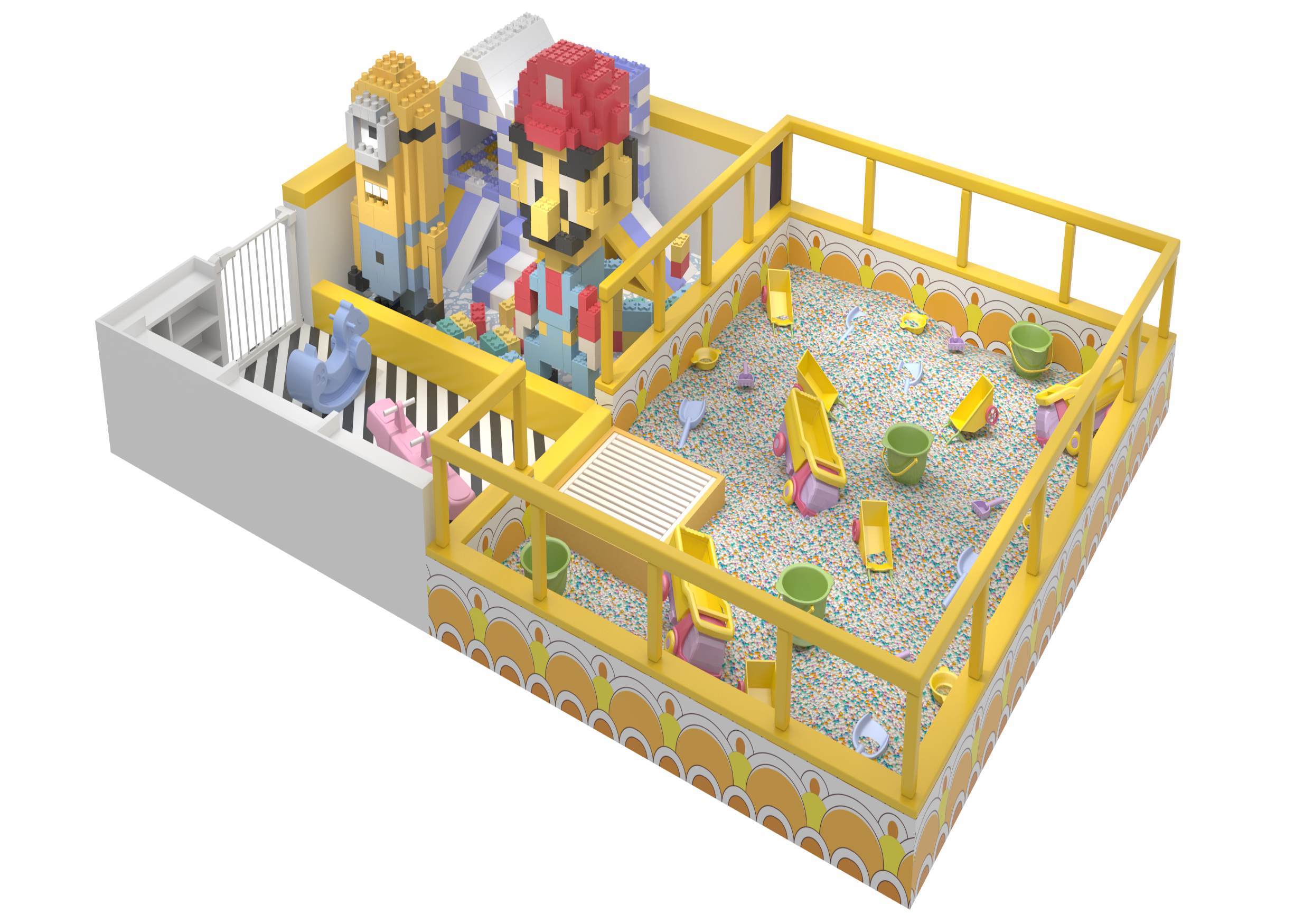 Kids Indoor Sand Playground Cartoon Themed Soft Package Modular Splicing