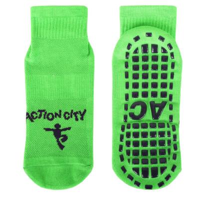 Eco - Friendly Kids Trampoline Socks Jacquard Logo Action City Bounce Socks Silicone Non Slip Socks
