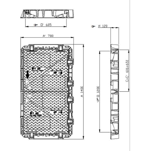 JRC Triangular Ductile Iron Manhole Cover with Anti-slip Surface and Locking Mechanism for Driveway Drainage