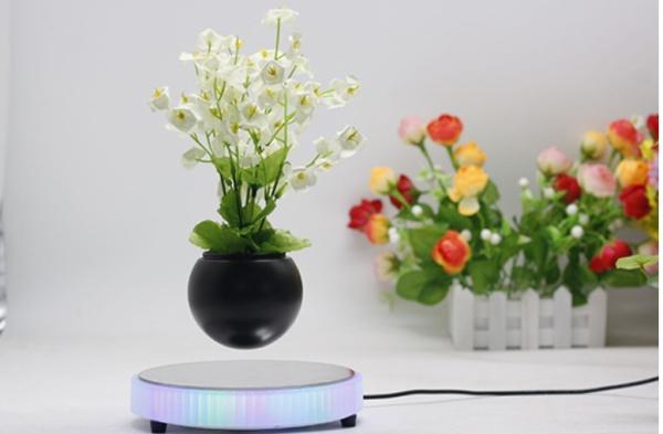 led light magnetic floating levitation bottom air bonsai planter trees flowerpot