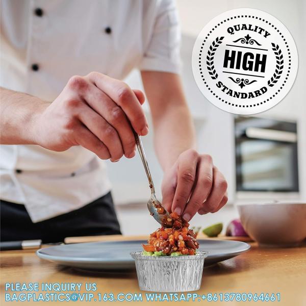 3.5'' Inch Round Ramekins Muffin Cups Tin Foil Cupcake Pans Disposable Aluminum, Freezer & Oven Safe Pack