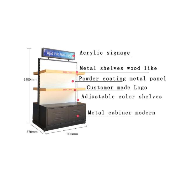 Customized Solid Wood Cabinet Showcase Shelves for Beauty Products in Retail Stores