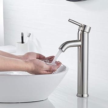 Vessel Vanity Bathroom Faucet Tap With Brushed Nickel Single Handle