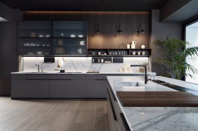 Solução de cozinha simples e completa Unidades de armário de cozinha com armário de cozinha para apartamento