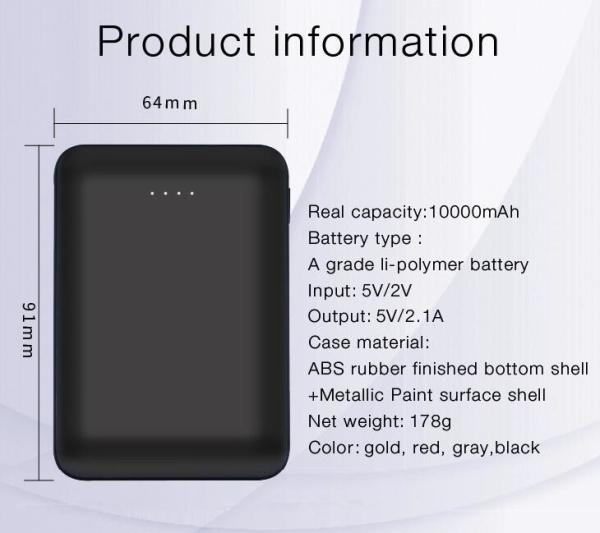 10000mah Aluminum Small size power bank black,white,pink colors,fast charge to phones