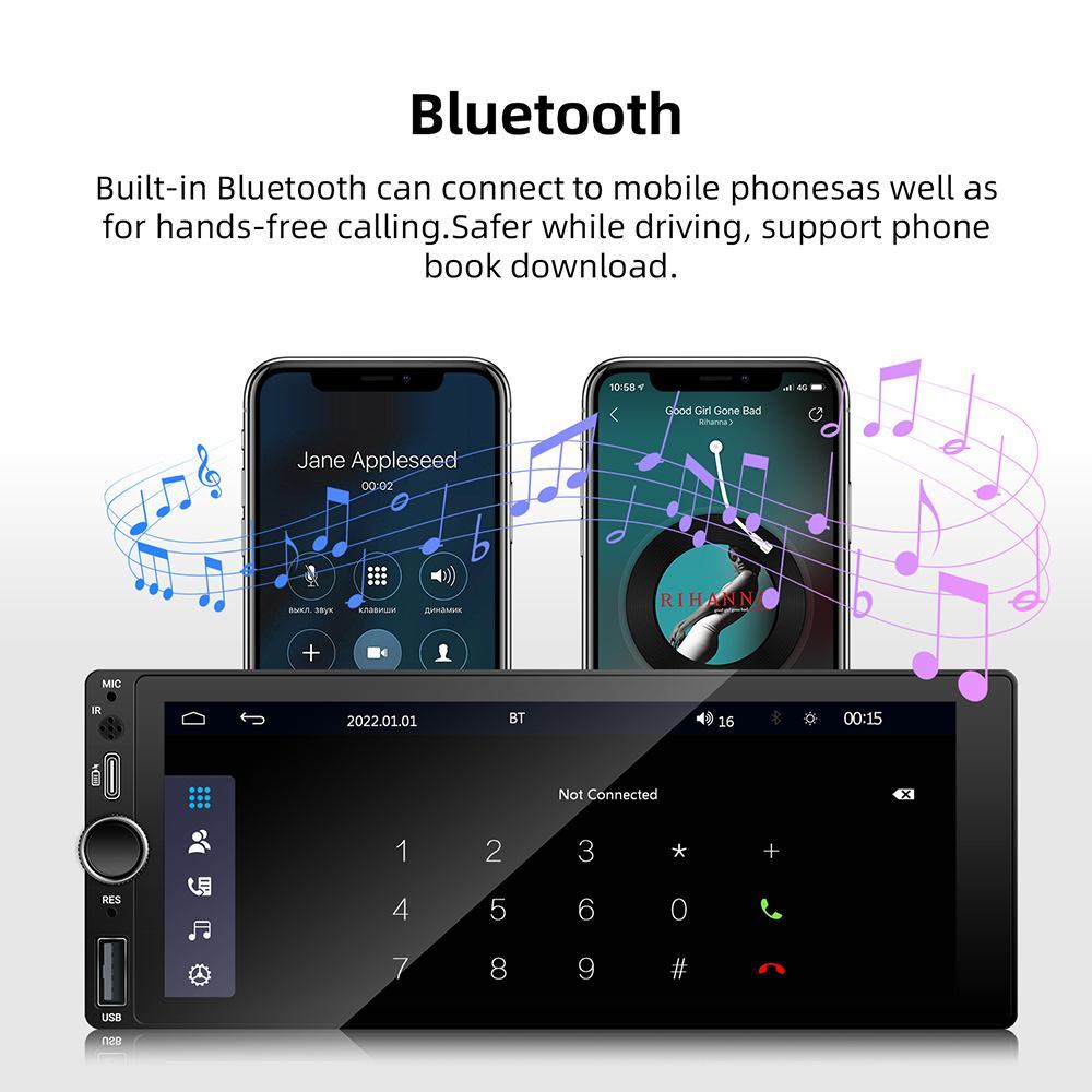 Single DIN 6.86 Inch Touchscreen Multimedia Car Radio With Android Auto Carplay