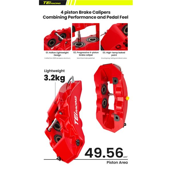 TEI P40NS+ Front Big Brake Kit 4 Piston Caliper With 355x28mm Rotor BBK Auto Brake System For Audi A4 A6 18 Inch Car Rim