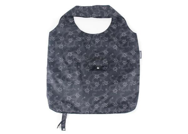 Black 190T Foldaway Tote Bag Washable Foldable Beach Bag