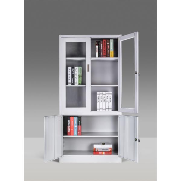 Modern Design 2-Door Glass Steel Cabinet with Adjustable Shelf Factory Metal Filing Cupboard for Home Office Storage Cabinet