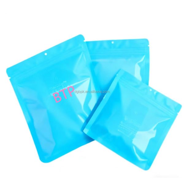 MOQ 100 Sample Packet Plastic Bag Custom Three Side Seal Flat Mini Packaging Bag with Zipper for Small Business