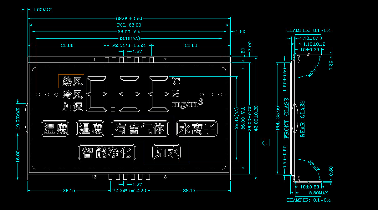 Очиститель воздуха BTN Lcd Семь сегментов дисплея PIN-коннектор