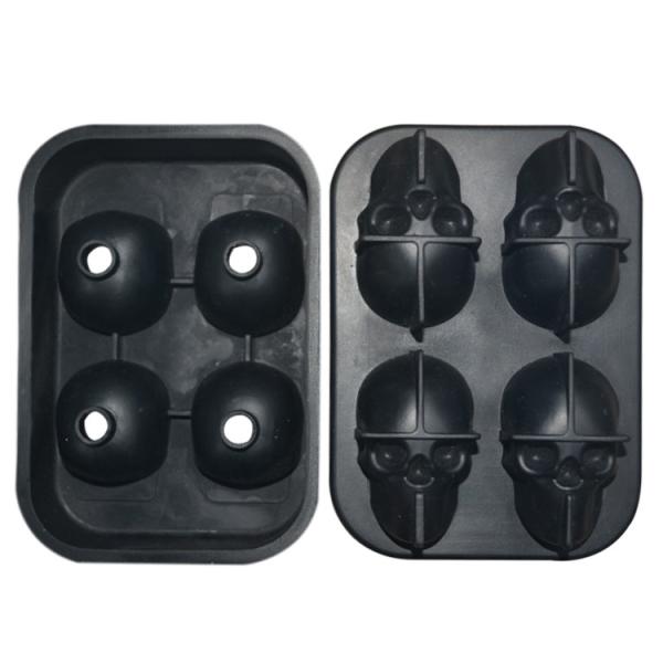 MHC Grade de alimentos 4 Caixa de cubos de gelo de silicone Molde de cubos de gelo de silicone Molde de bolo de congelador flexível