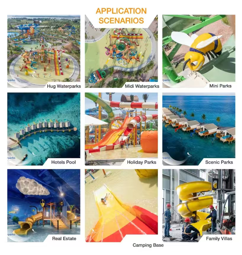 Aqua Park Magic Carpet Slide Metal Fiberglass Commercial Water Park Equipment Custom