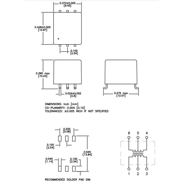 Single Port Ethernet Isolation Transformer TGR04-6506V6LF