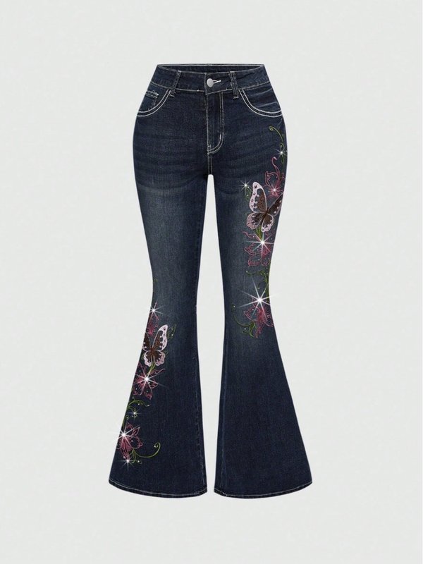 Blue Casual Low Waist Casual Pants Custom (9950)
