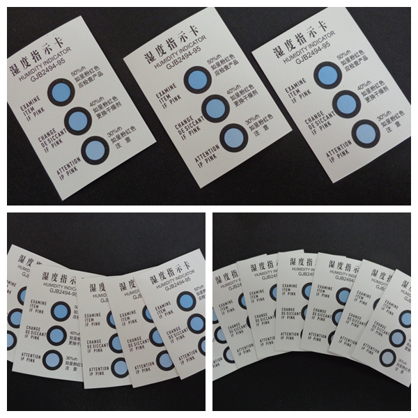 Blue To Pink 3Dots Humidity Indicating Cards For Metal Packaging At 30%-50%