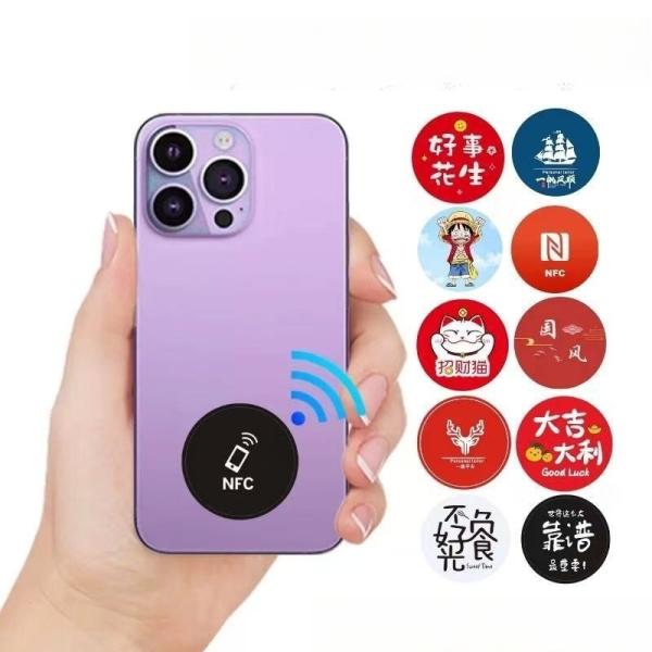 Custom Digital Business Card Mobile Phone Sticker Nfc Epoxy Sticker Flat Nfc Social Media Tag Nfc Tag for All Phones
