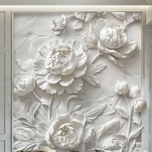 Realistic Flowers Large Size Hand-crafted Wall Relief for Indoor Wall Decor Pack Strong Wooden Crate