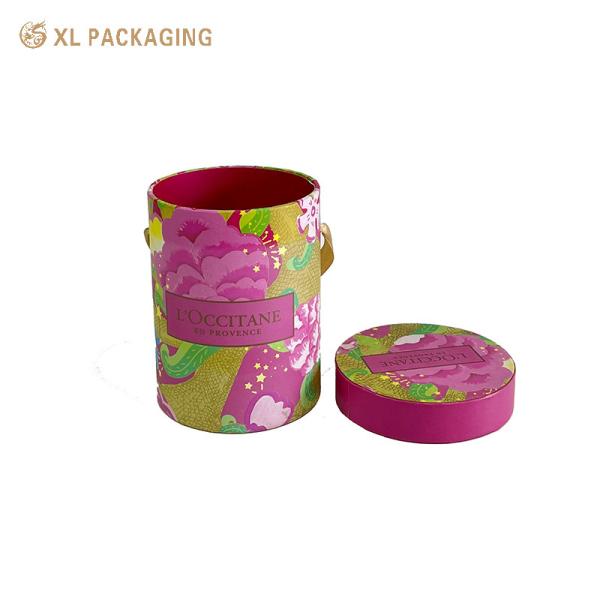 ピンク 化粧品 紙チューブ 顔クリーム 紙シリンダー リボンハンドル付きのパッケージ