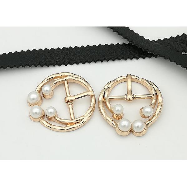 Embellishment Metal Shoe Buckles With Pearl 30*19MM Suitable For Lady Shoes