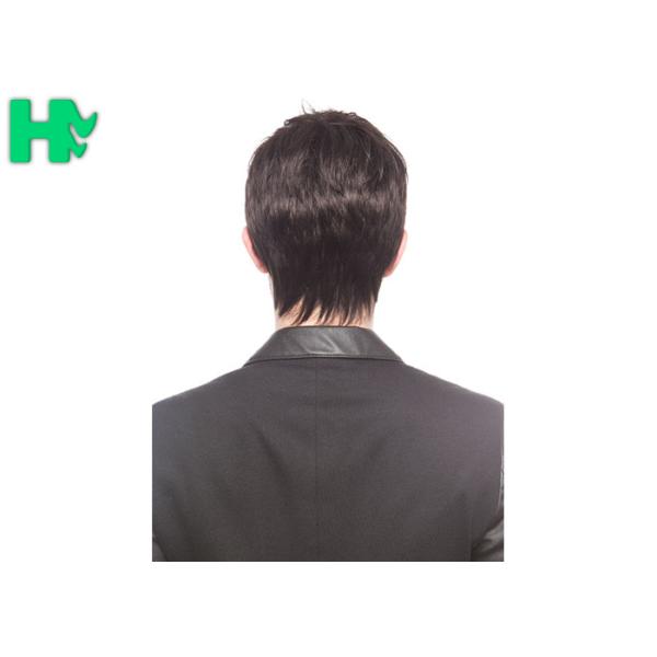 Natural Black Layered Men Hair Wigs With Short Hair Bangs , Short Length