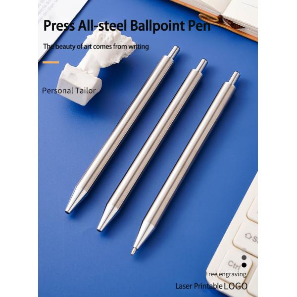 High Quality All Steel Press Ballpoint Pen Durable Simple Style Metal Barrel Ball Pen