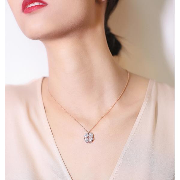 4 женщины CT золота клевера 18K бриллиантовое колье 14.5mm 1,08