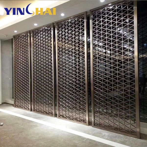 Hotel Room Stainless Steel Screen Partition Multifunctional Gold Metal Room Divider