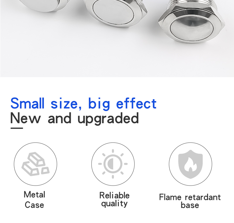 22mm Metal Push Button Switch Screw Foot Welding Foot 2 Pin High Head Flat Head Ball Head Momentary Push Button Switch